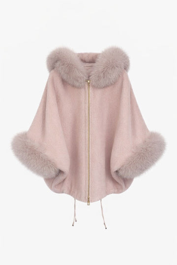 Paris Fur-Trimmed Cape Coat